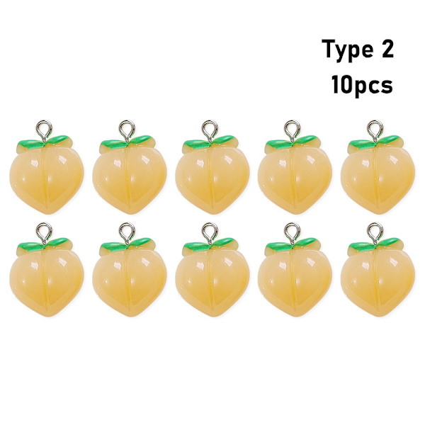 10 stk Peach Flat Resin Charms Pendant Peach Charms Frugt 2