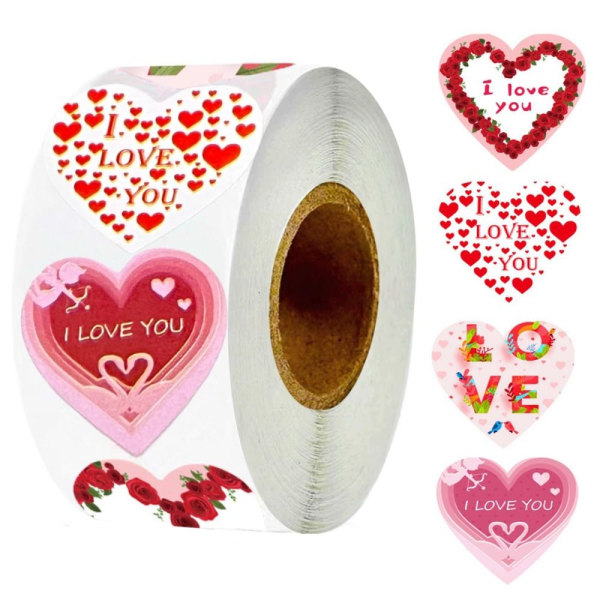 1000 st Love Heart Stickers Stickers Roll dekorativa Stickers