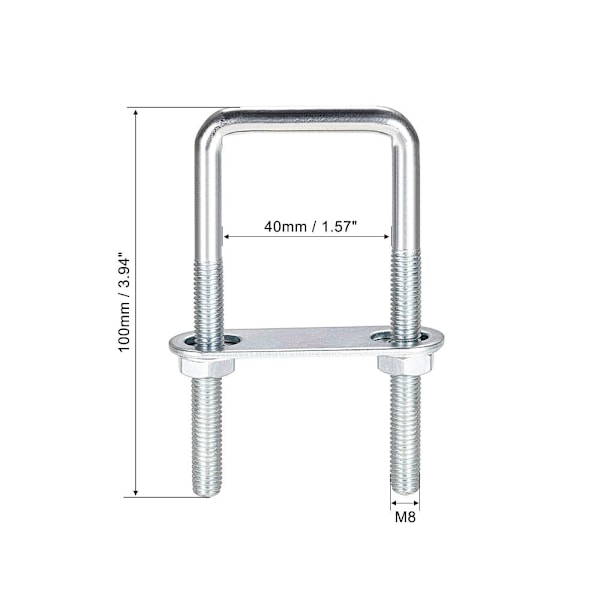 Firkantede U-bolte Rammeplade runde skiver M8X40X100mm