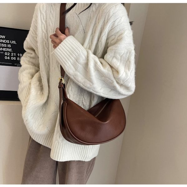 PU-nahkainen Crossbody Laukku Suuri tilavuus Olkalaukku VAALEENRUSKEA Light Brown