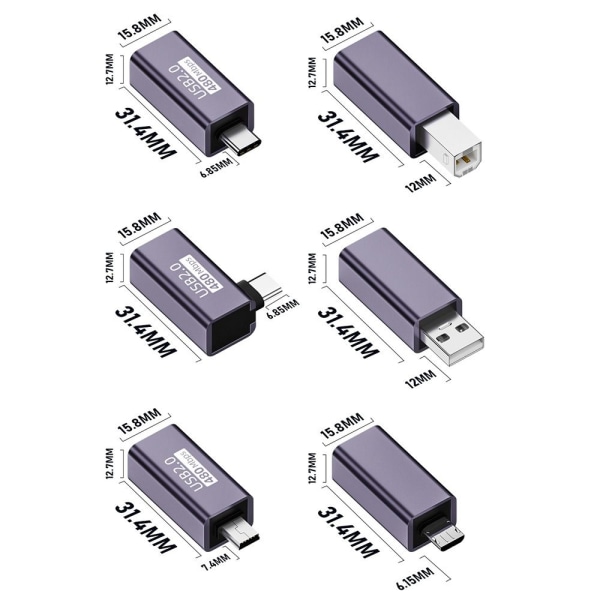 USB-B - Type-C -muunnin MIDI-sovitin USB-B - MINI USB USB-B USB-B to mini USB