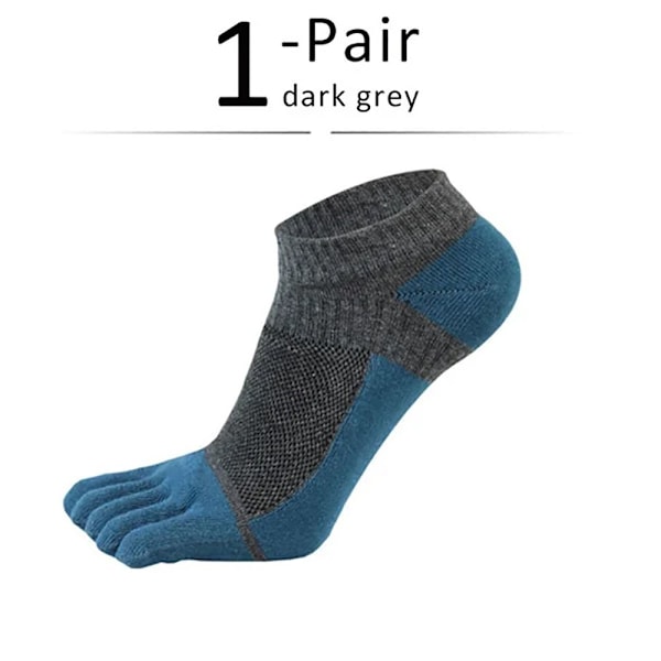 1 Par Fem Finger Sokker Ankel Sokker MØRKE GRÅ MØRKE GRÅ dark grey