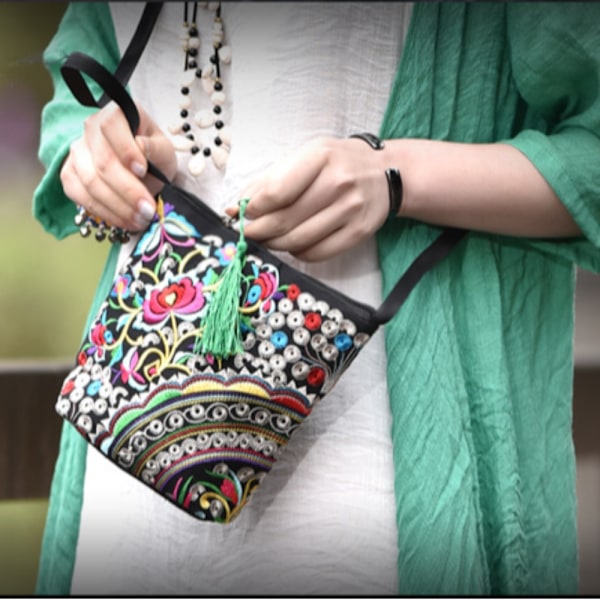 Axelväska i etnisk stil Broderi Crossbody-väska F F F