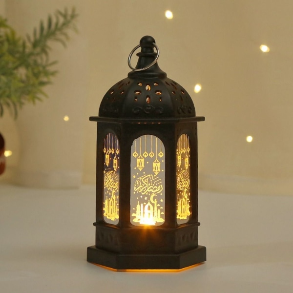 EID Mubarak Lighting Ornament Bærbar LED Palace Lantern Red