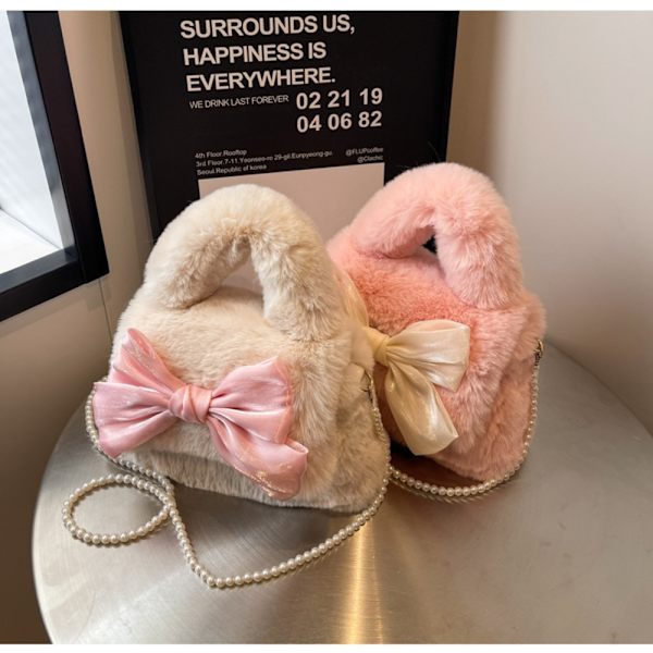 Damväska Fluffy Plysch Axelväska KHAKI khaki