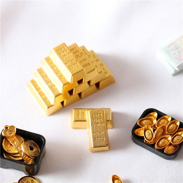 2/10 stk 1:12 Dukkehusmynt Miniatyrgullstenger 2 2 2