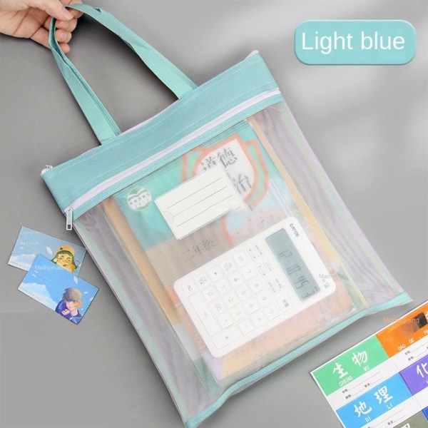 Läpinäkyvä Mesh File Bag Paperilaukku VAALEENSININEN Light blue