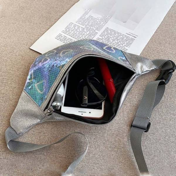Blingbling Paljett Bröstväska Laser Shining Crossbody Bag SILVERIG silvery
