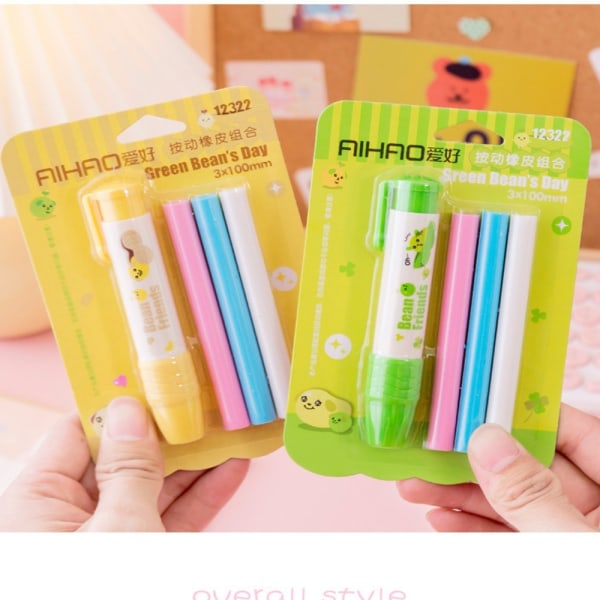 Udskiftelig Pen Shape Rubber Eraser Sød brevpapir nyhed Color Random