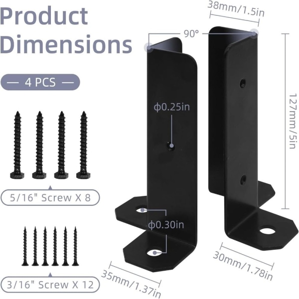 Post Base Bracket Fit Vahvistettu Corner Code perustuki