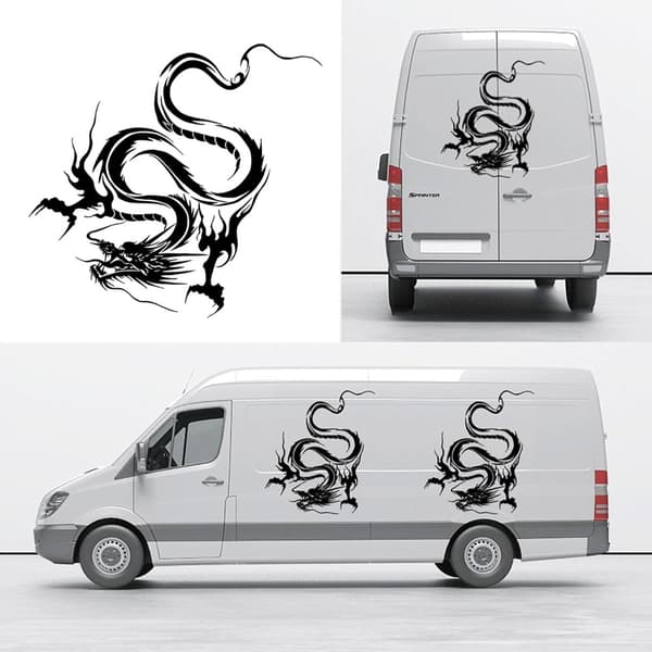 2 ST Dragon Grafik Bilhuvdekaler Drakformad Bilsida