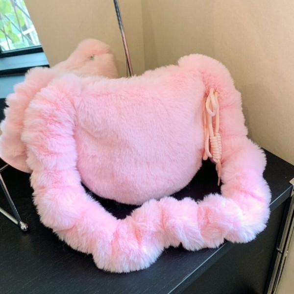 Kvinner Furry Crossbody Bag Y2K Furry Satchel Bag ROSA pink