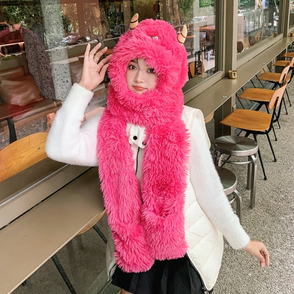 Mössa i ett stycke Varm Scarf ROSA pink