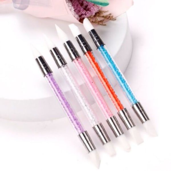 Nail Art Silikone Pen Dual Tip Dotting Pen PINK Pink