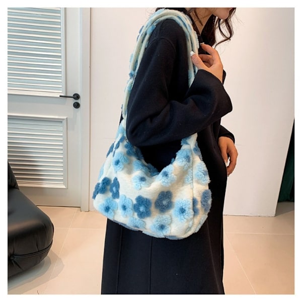 Dame Taske Dame Fluffy Tote Bag BLÅ blue