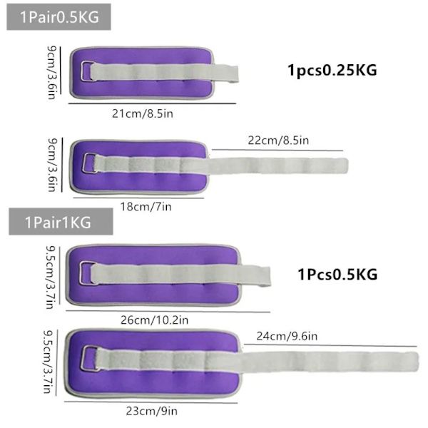 Håndled Ankelvægte Træningsudstyr BLÅ 0,25KGX2 0,25KGX2 blue 0.25kgx2-0.25kgx2