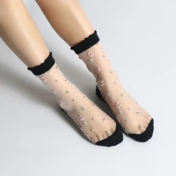Crystal Glass Silk Socks Lastic Socks MUSTA Black