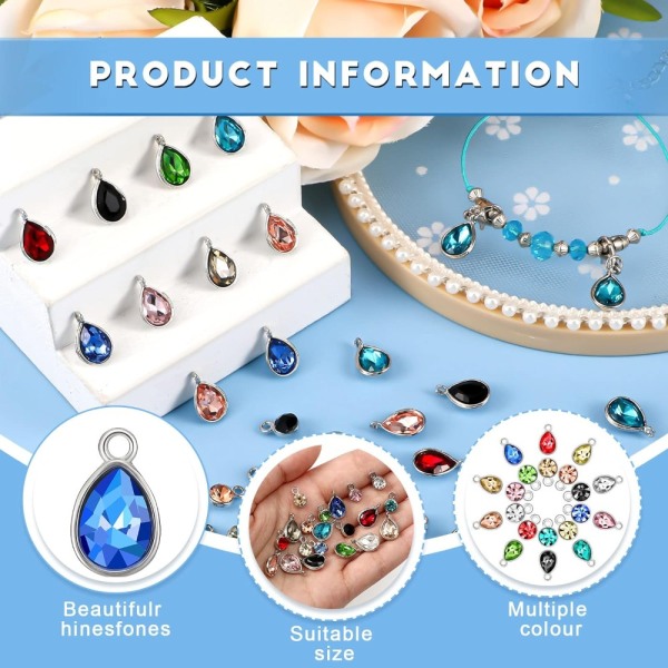 Crystal Birthstone Charms Hummer lås Jump Rings