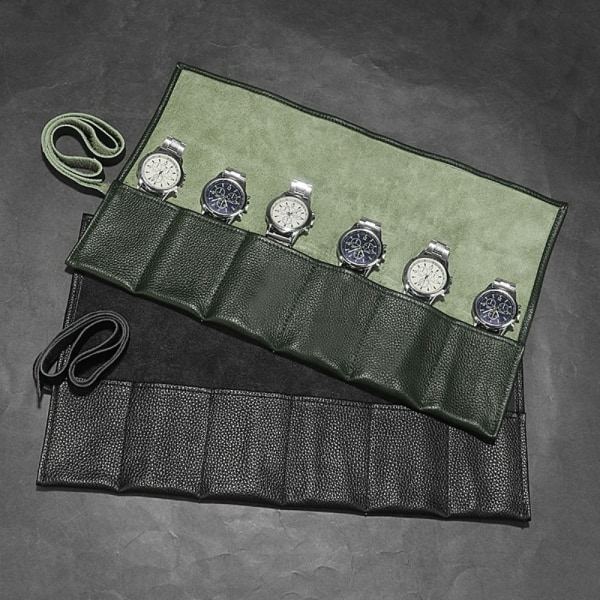 Watch Roll Case Klockbox i äkta läder GRÖN green