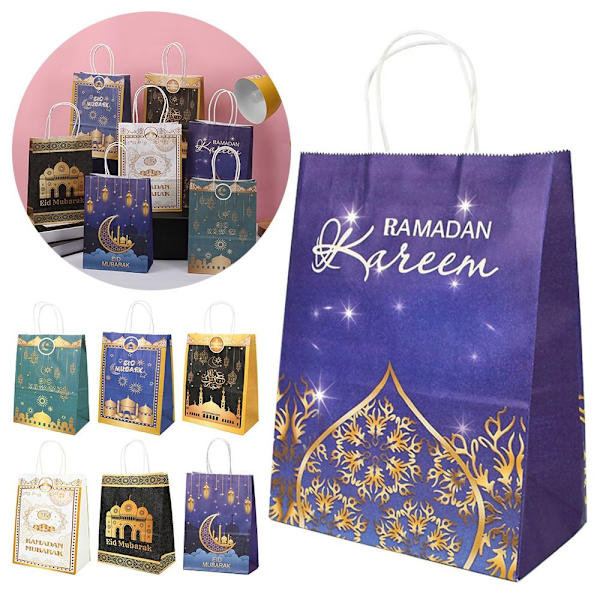 6 st Eid Mubarak Papperspåsar Presentaskar STYLE 3