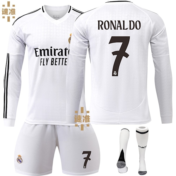 Real Madrid Hjemme Fotballdrakt Barn Lang Ermet 2024-2025 Nr. 7 Ronaldo S