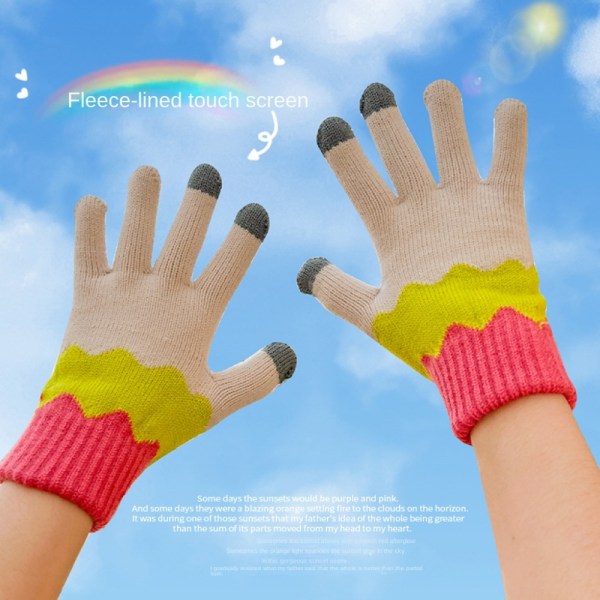 Stickade yllehandskar Ridning Split Finger Handskar F F F
