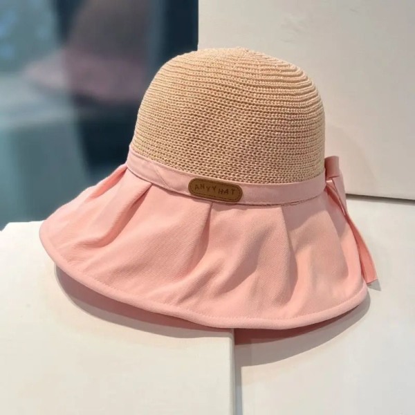 Kvinnor Bucket Hat Stor Bred Brätte Beach Sol Hattar ROSA pink