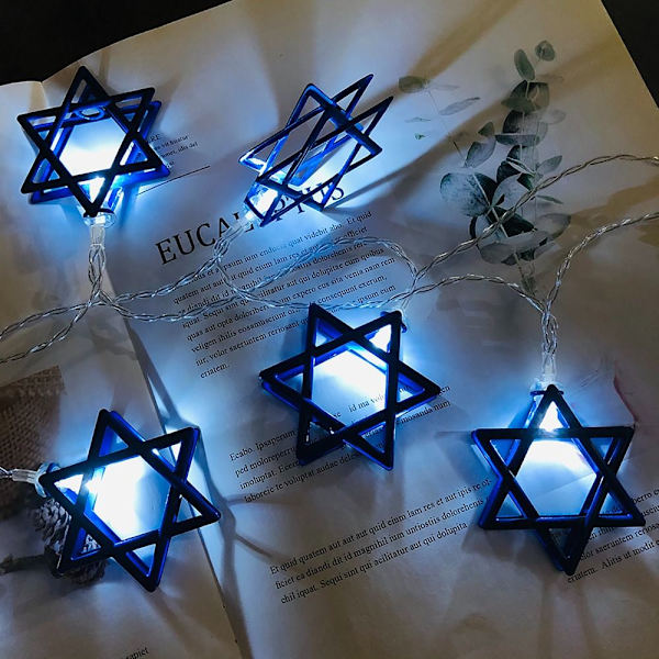 1,65M 10LED Hanukkah Ornament Star of David String Lights Blue