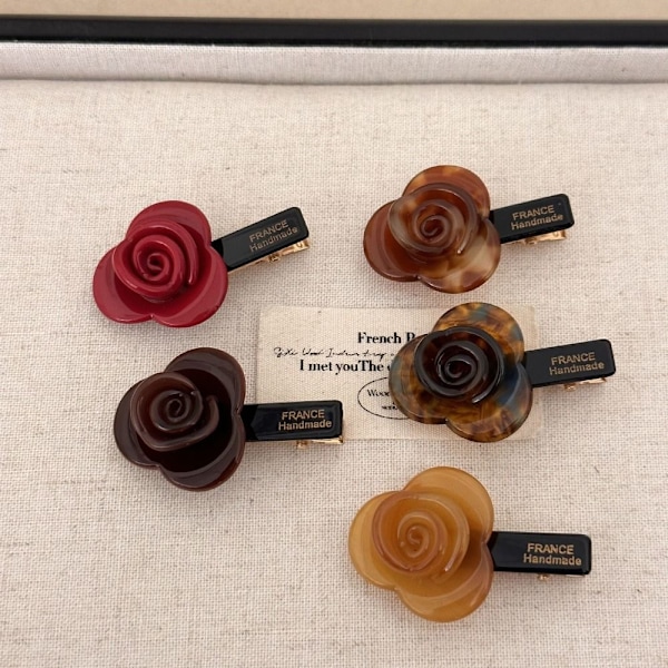 Tredimensionell Rose Hårnål Elegant Rose Flower Barrettes pink