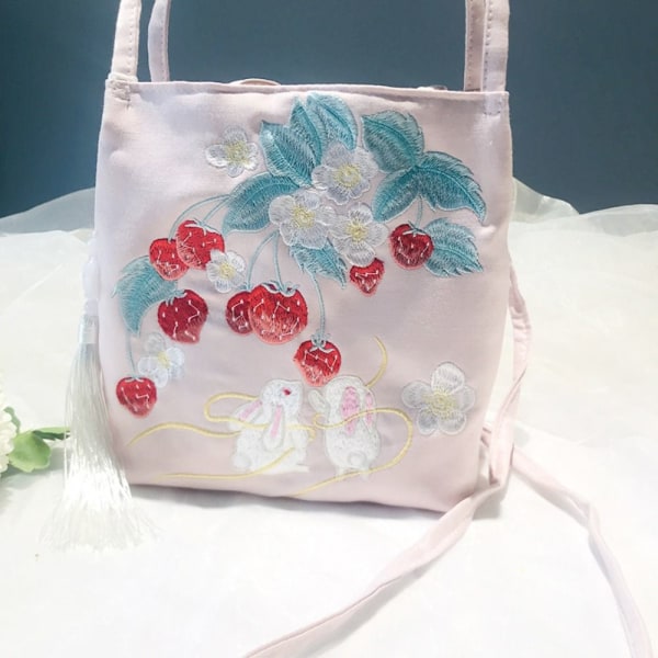 Brodert blomsterpose med snøring Godterioppbevaringspose 2 2 2