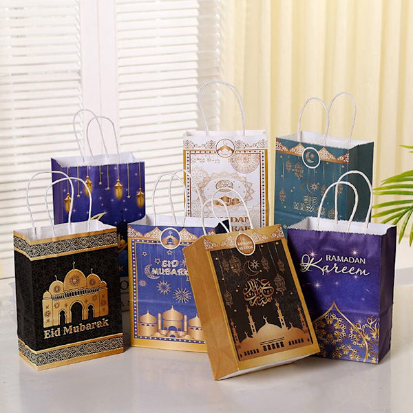 6 stk. Eid Mubarak Papirposegaveæsker STYLE 2