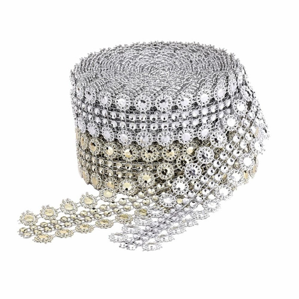 5 Yards Crystal Ribbon Rhinestone Chain SILVER Silver