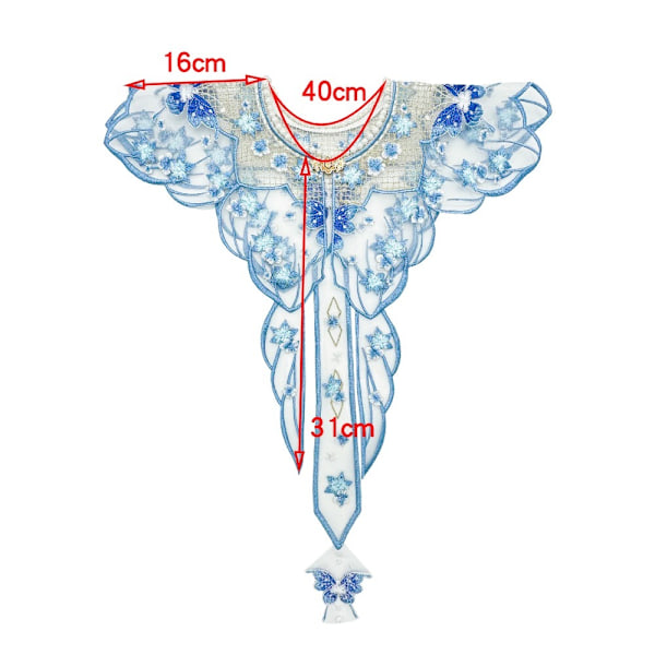 Blå dubbad broderad falsk krage Hanfu dekorationskrage 2 2 2