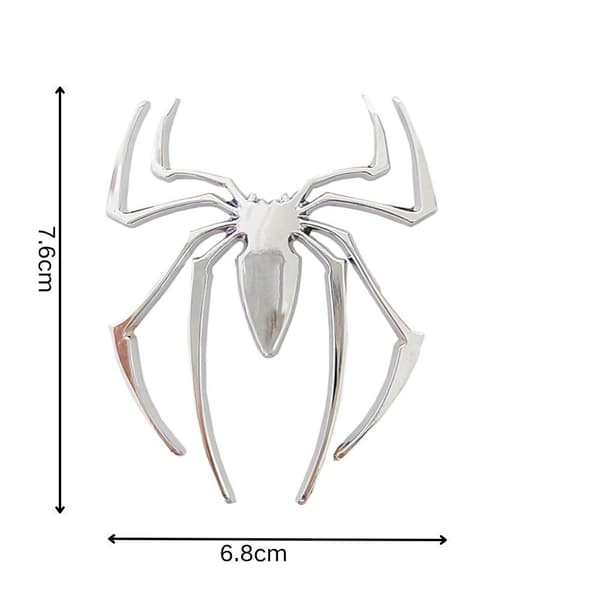 4 stk. 3D Spider Emblem Bilmærkat Nye Spider Emblemer SØLV Silver