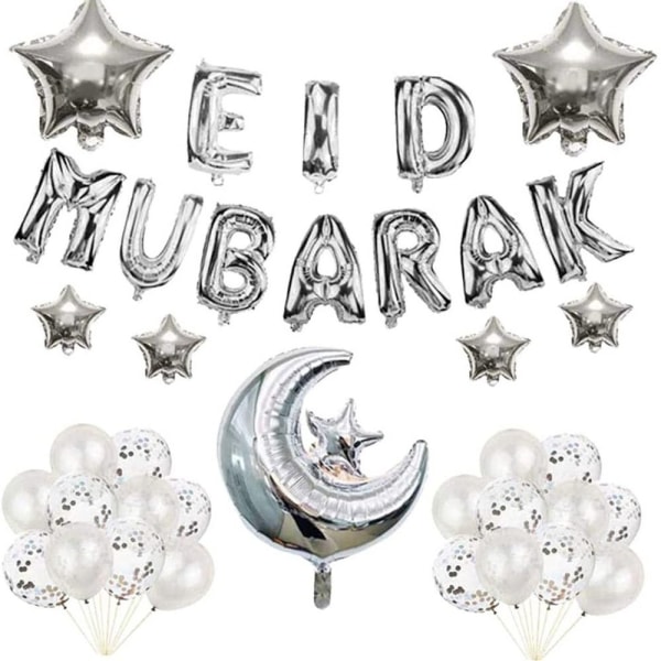 Eid Mubarak Eid Balloner SØLV