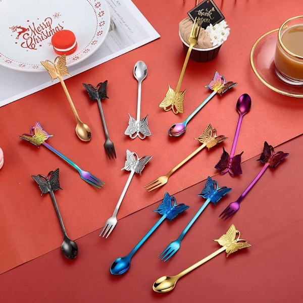 Dessert Kaffe Omrører Te Skeer SORT GAFEL GAFEL Black Fork-Fork