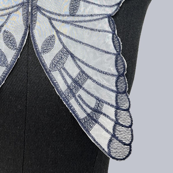 Butterfly Wings Stof Patch Flower Cloth Sticker BLÅT Blue