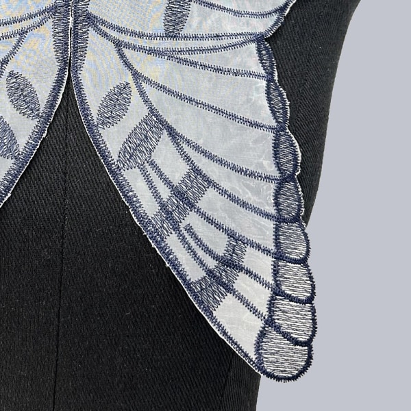 Butterfly Wings Stoff Patch Blomst Cloth Sticker BLÅT Blue