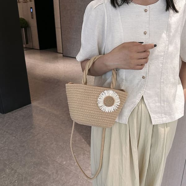 Bomull Vävd Väska Sommar Strandväska BEIGE beige