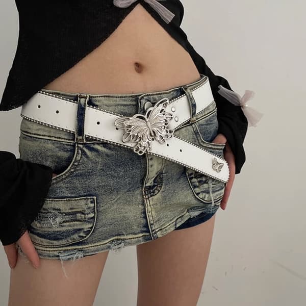 Hip Hop Punkbälte Retro Modebälte VIT White