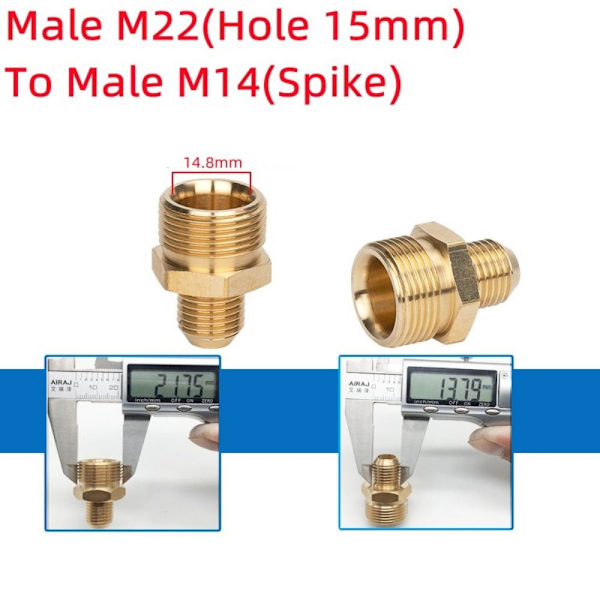 1 stk. slangestik han-hun-adapter M22(15MM) TIL M14(S) M22(15mm) to M14(S)