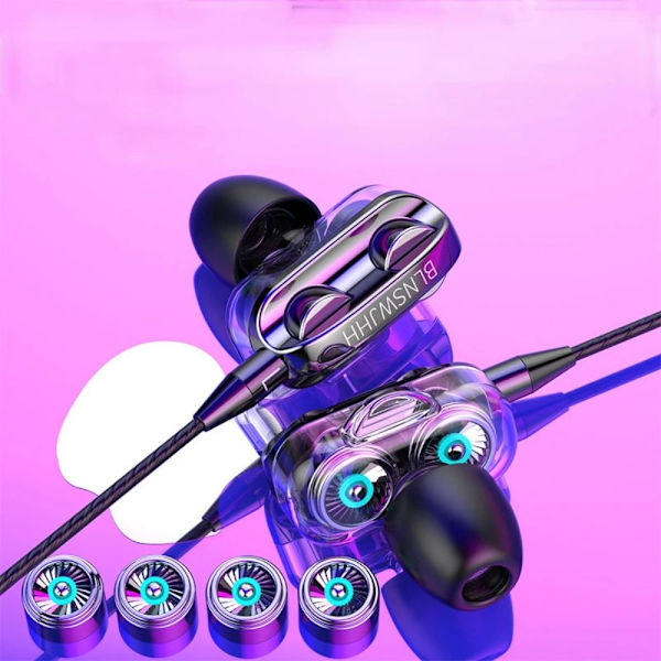 Headset med ledning 3,5 MM Øretelefoner med ledning SORT Black