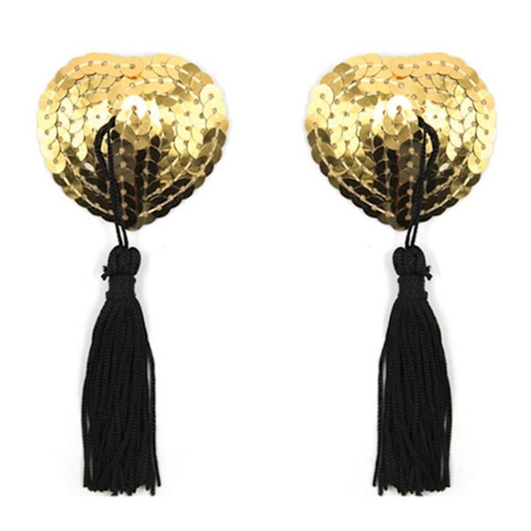 1 pari sydämenmuotoiset rintaliivit nänninsuojat GOLD & BLACK gold&black