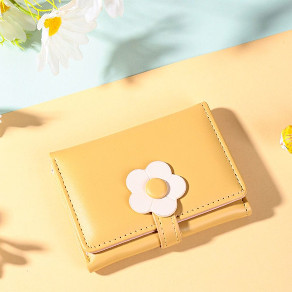 Jenter Liten Lommebok Dame Trefoldet Lommebok GUL yellow