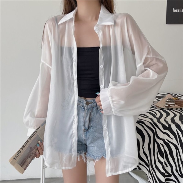 Dame Skjorte Bluse Langærmet Top GRÅ gray