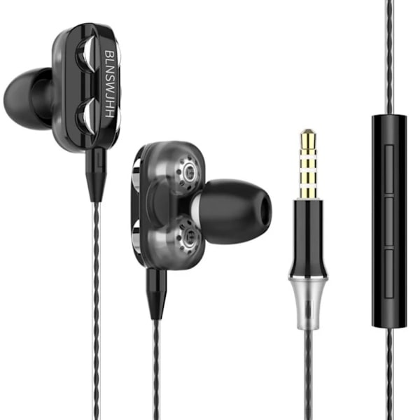 Headset med ledning 3,5 MM Øretelefoner med ledning SORT Black