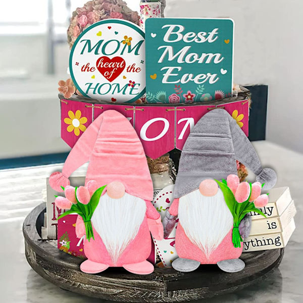 Kasvoton kääpiönukke pitelee Tulip Gnome GRAY Grey