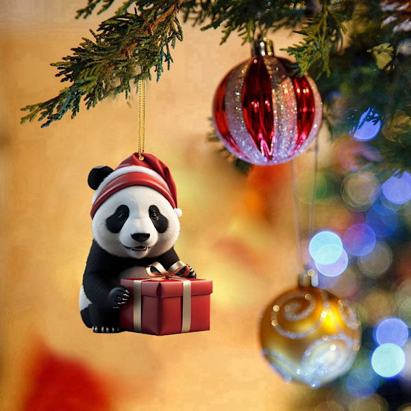 Christmas Panda Nøglering Vedhæng Juletræ Ornament 8 8 8