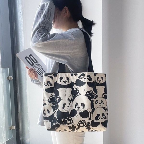 Shopper Laukut Opiskelijoiden Kangaskirjalaukku Käsilaukut panda