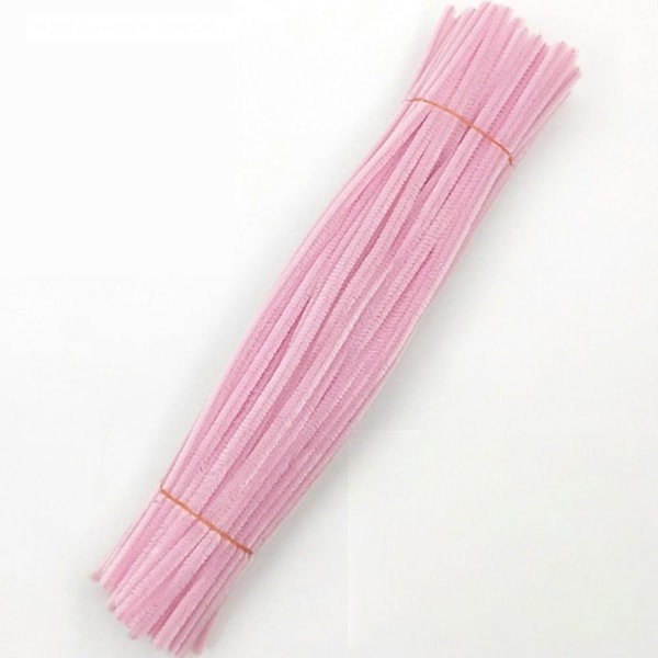 100 stykker/sett Chenille Stems Twist Stick Plysj Strip ROSA ROSA pink